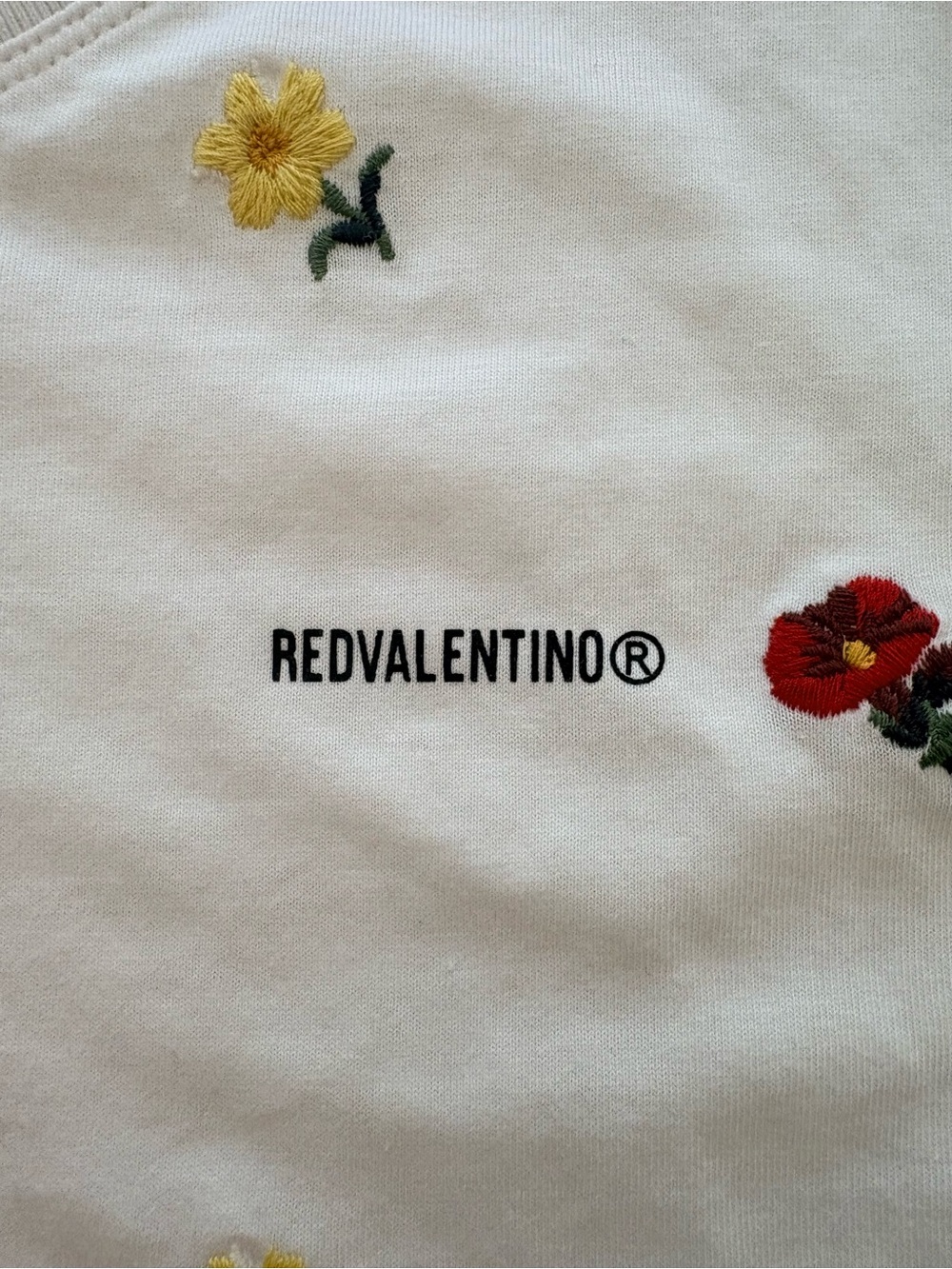 RED Valentino Floral Embroidered Short Sleeve Tee Size M - Picture 4 of 14